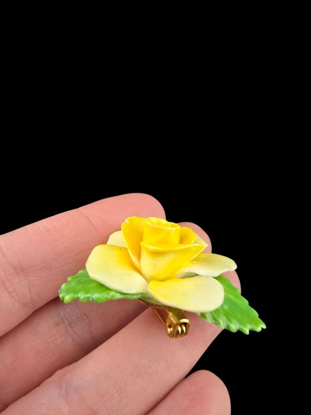 Vintage Royal Adderley Brooch Yellow Rose Bone China Floral Jewelry Spring READ - Picture 8 of 12